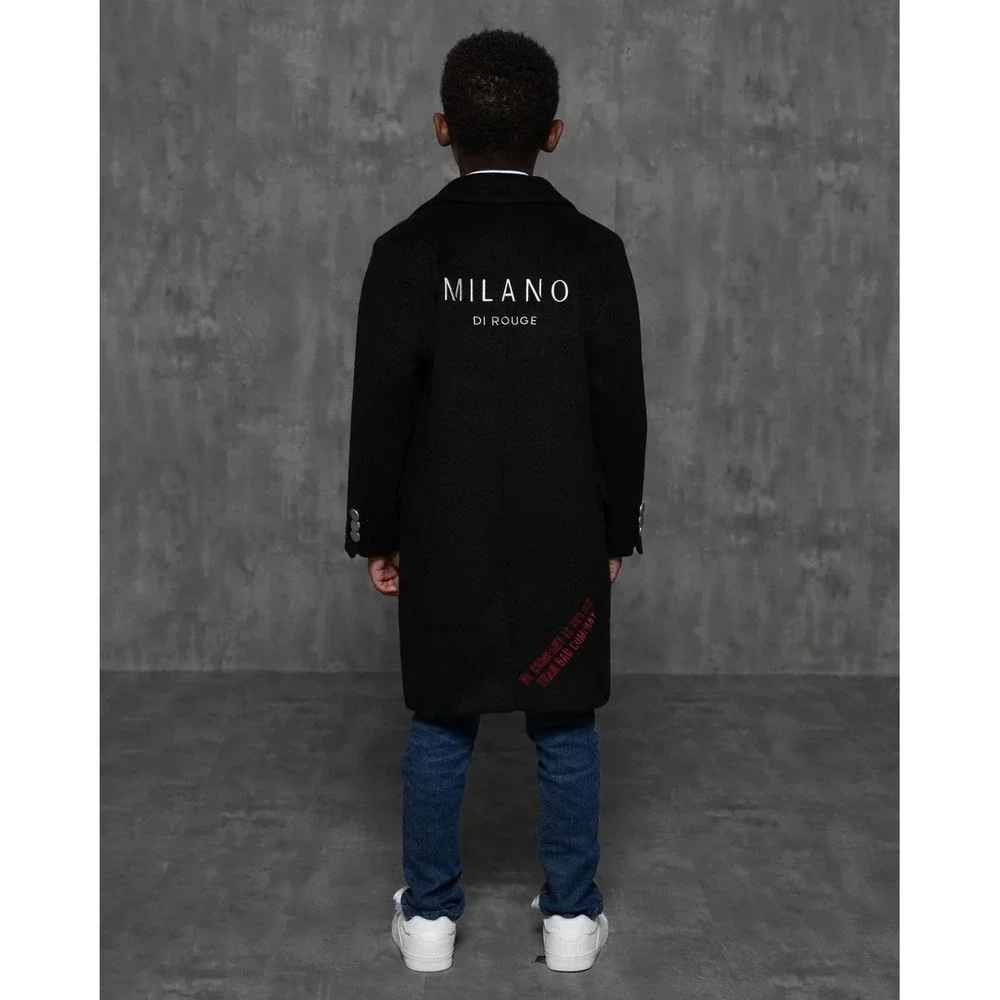 Milano Di Rouge Kids Christian Trench Coat NEW Size 2T $198 Black Wool Blend‎